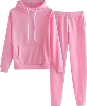 2 Piece Sweatsuits for Women Fleece Lined Tracksuit Athletic Gym Outfits Hoodie Joggers Lounge Set with Pockets