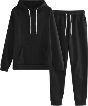 2 Piece Sweatsuits for Women Fleece Lined Tracksuit Athletic Gym Outfits Hoodie Joggers Lounge Set with Pockets