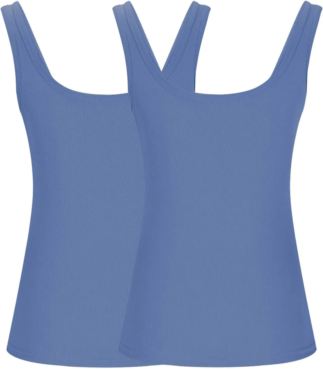 2PC Plus Size Tank Tops for Women Sexy Ribbed Workout Exercise Shirts Plus Size Slim Fit Sleeveless Basic Camis