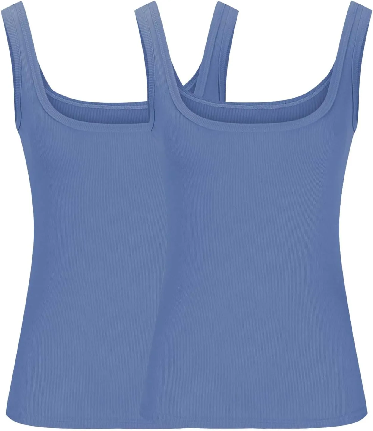 2PC Plus Size Tank Tops for Women Sexy Ribbed Workout Exercise Shirts Plus Size Slim Fit Sleeveless Basic Camis