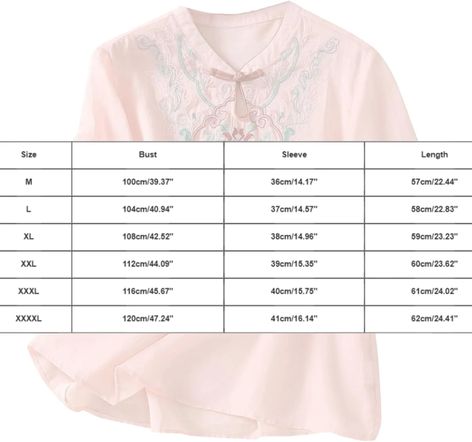 3/4 Sleeve Cotton Linen Shirts for Women 2025 Summer Boho Floral Embroidered Loose V Neck Tops Chinese Frog Blouses