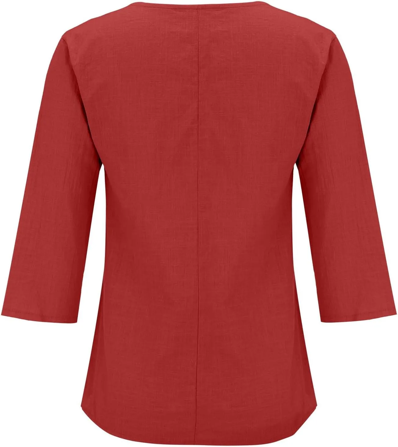 3/4 Sleeve Cotton Linen Tops for Women 2025 Loose Notched V Neck Button Down Henley Shirts Summer Beach Tee Tunic Blouse