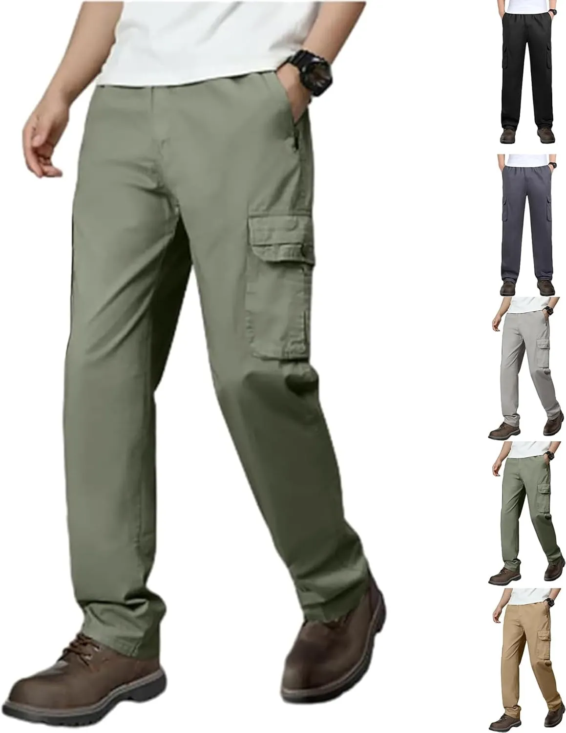Adorlina Pants for Men, Adorlina Cargo Pants, Ultra Comfort Flex Multi-Pocket Pants, Men's Elastic Waist Drawstring Pants