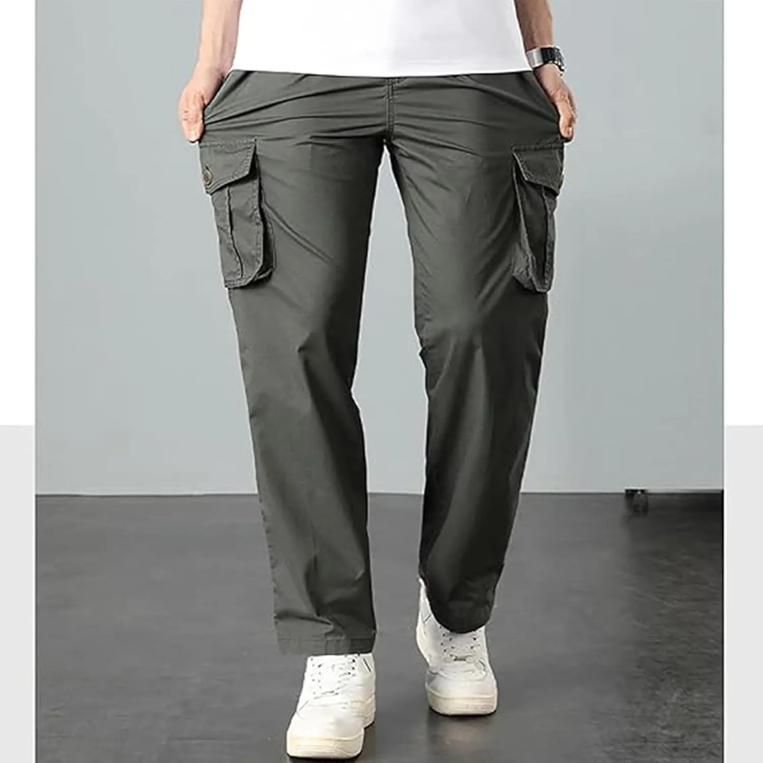 Adorlina Pants for Men, Adorlina Cargo Pants, Ultra Comfort Flex Multi-Pocket Pants, Men's Elastic Waist Drawstring Pants