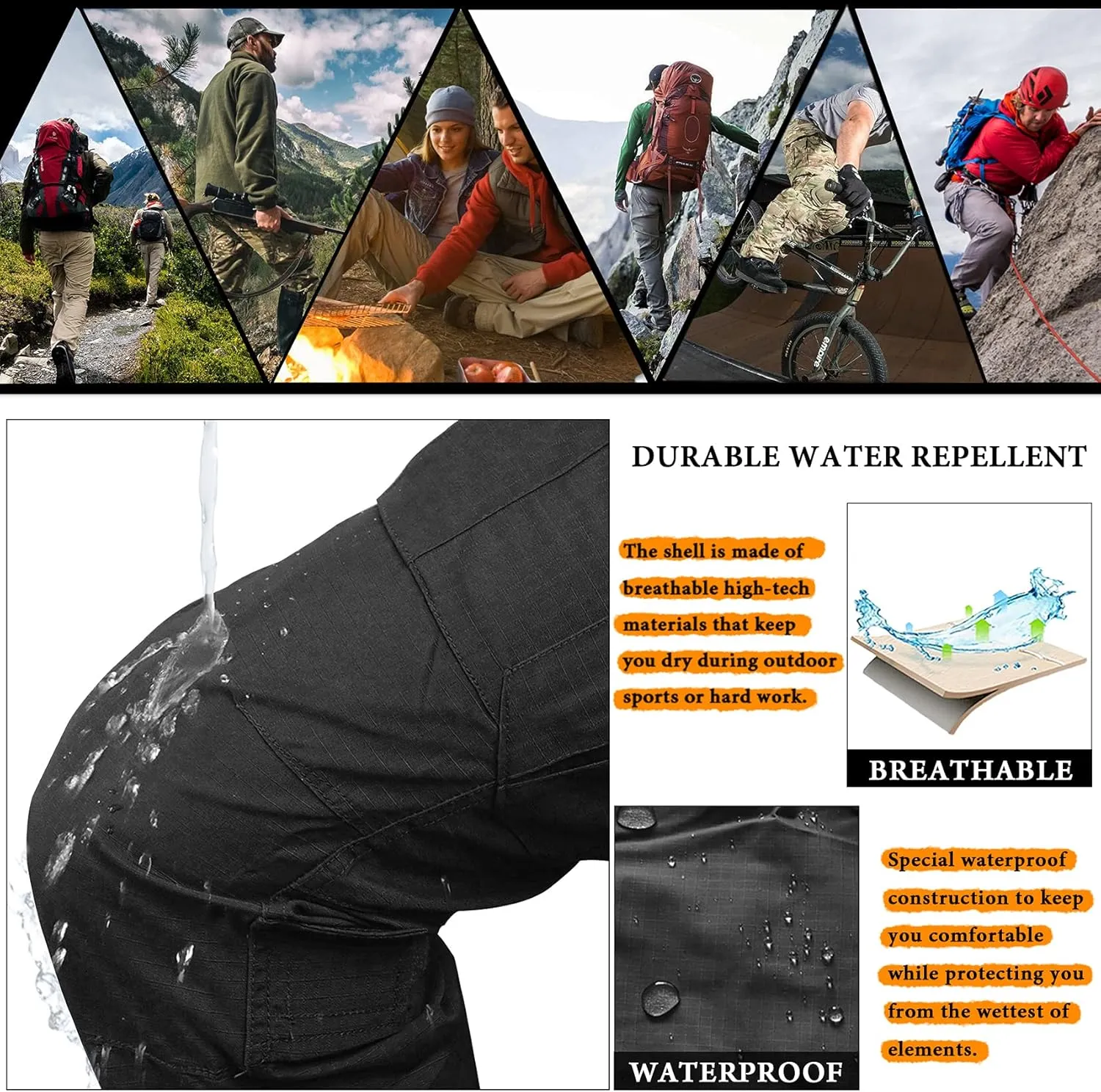 AKARMY Men's Hiking Pants, Camo Cargo Pants, Lightweight Work Pants Outdoor Travel Casual Pants with Multi-Pocket
