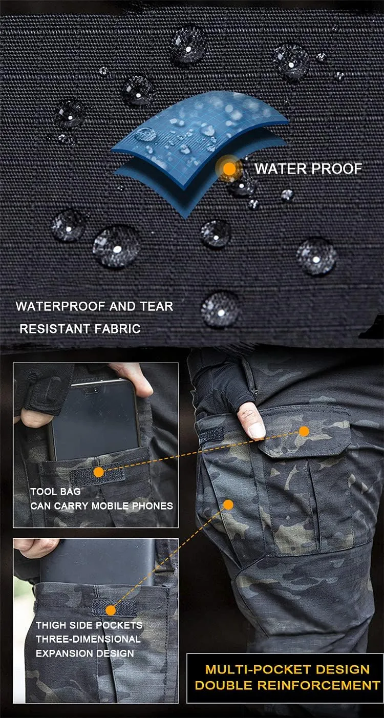 AKARMY Men's Hiking Pants, Camo Cargo Pants, Lightweight Work Pants Outdoor Travel Casual Pants with Multi-Pocket
