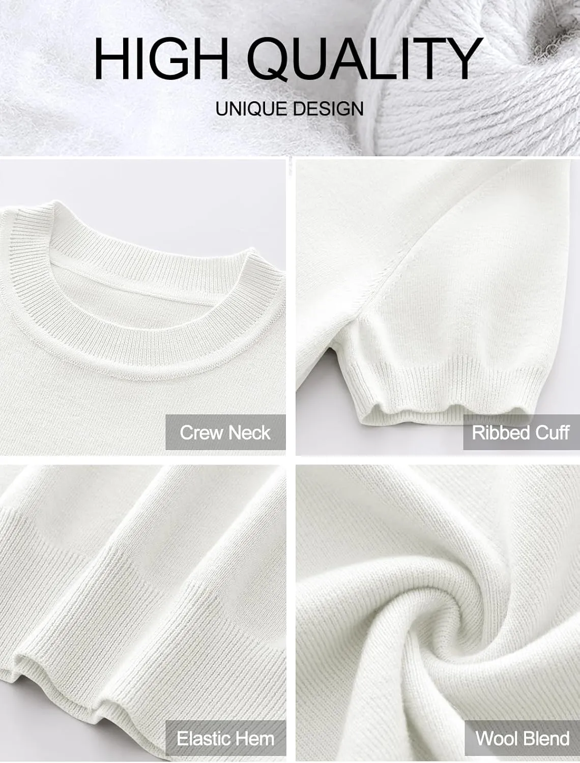 ANRABESS Womens Short Sleeve Sweaters Wool Blend Crew Neck Sweater Shirts Business Casual Work Tops 2025 Summer Outfits