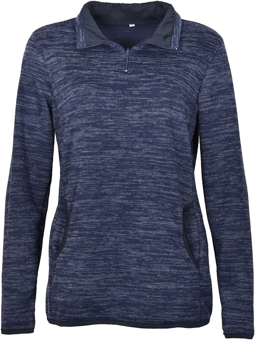 Artfish Women's Women Quarter Zip Casual Pullovers Lightweight Fleece Sweatshirts with Pockets