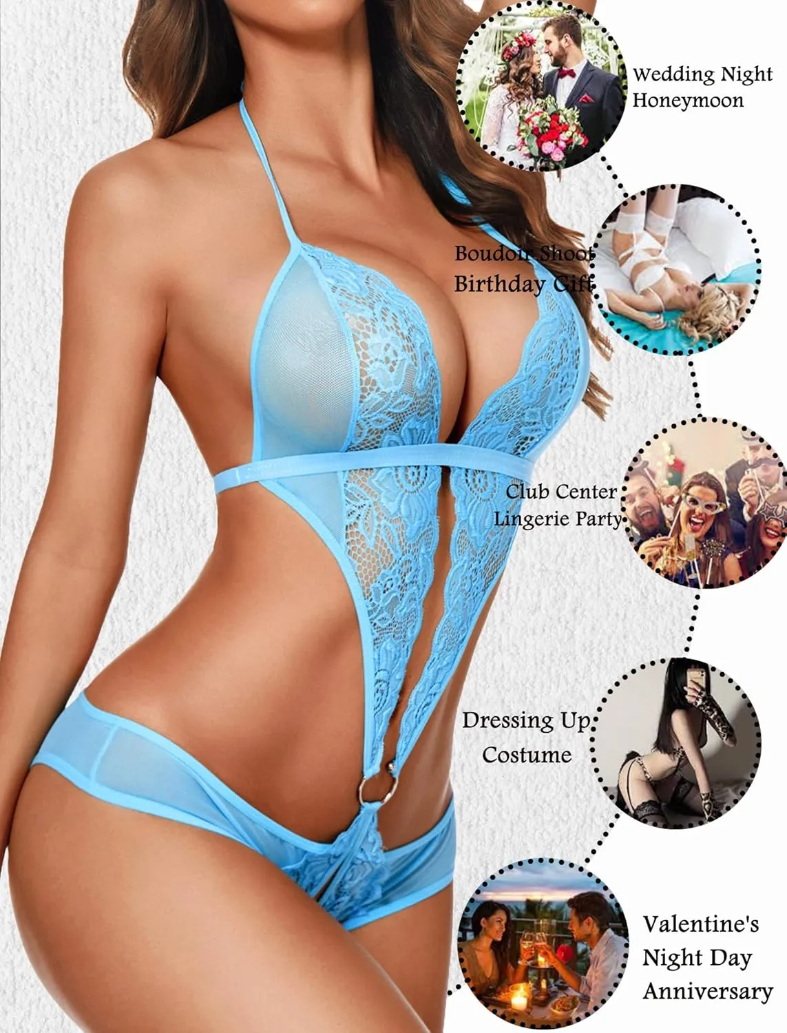 Avidlove Women Deep V Lingerie Lace Teddy One Piece Babydoll Mini Bodysuit