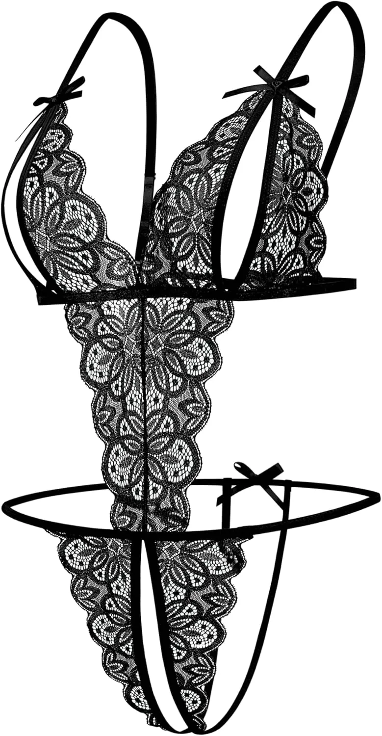 Avidlove Women Teddy Lingerie Lace Teddy Bodysuit Deep V Teddy Babydoll One Piece Bodysuit