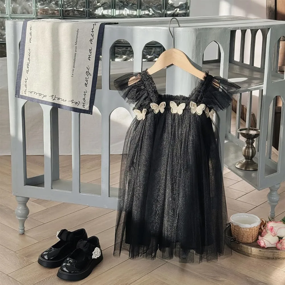 Baby Girls Layered Fly Sleeve Tutu Dress Casual Party Tulle Tunic Dresses 9M-3T