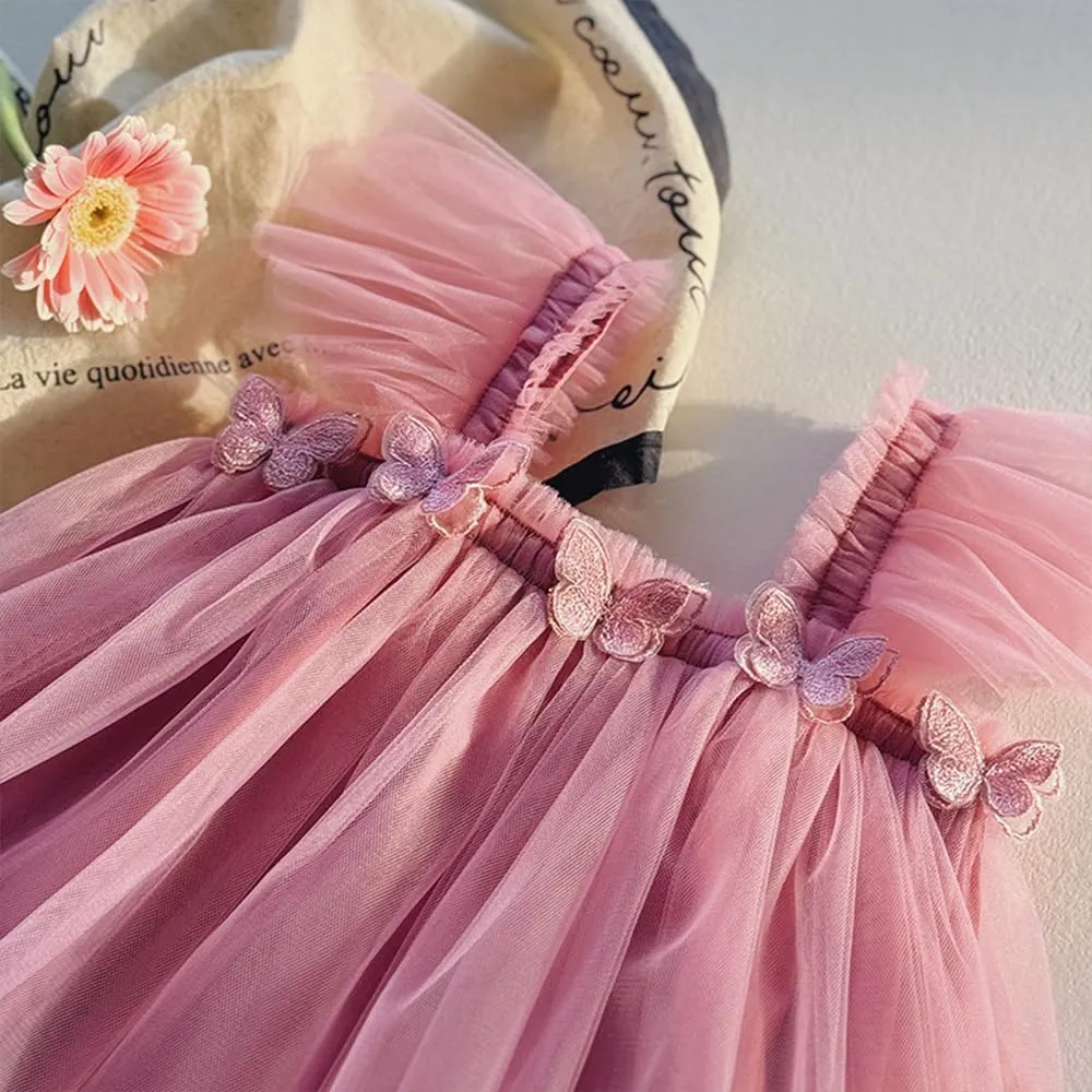 Baby Girls Layered Fly Sleeve Tutu Dress Casual Party Tulle Tunic Dresses 9M-3T
