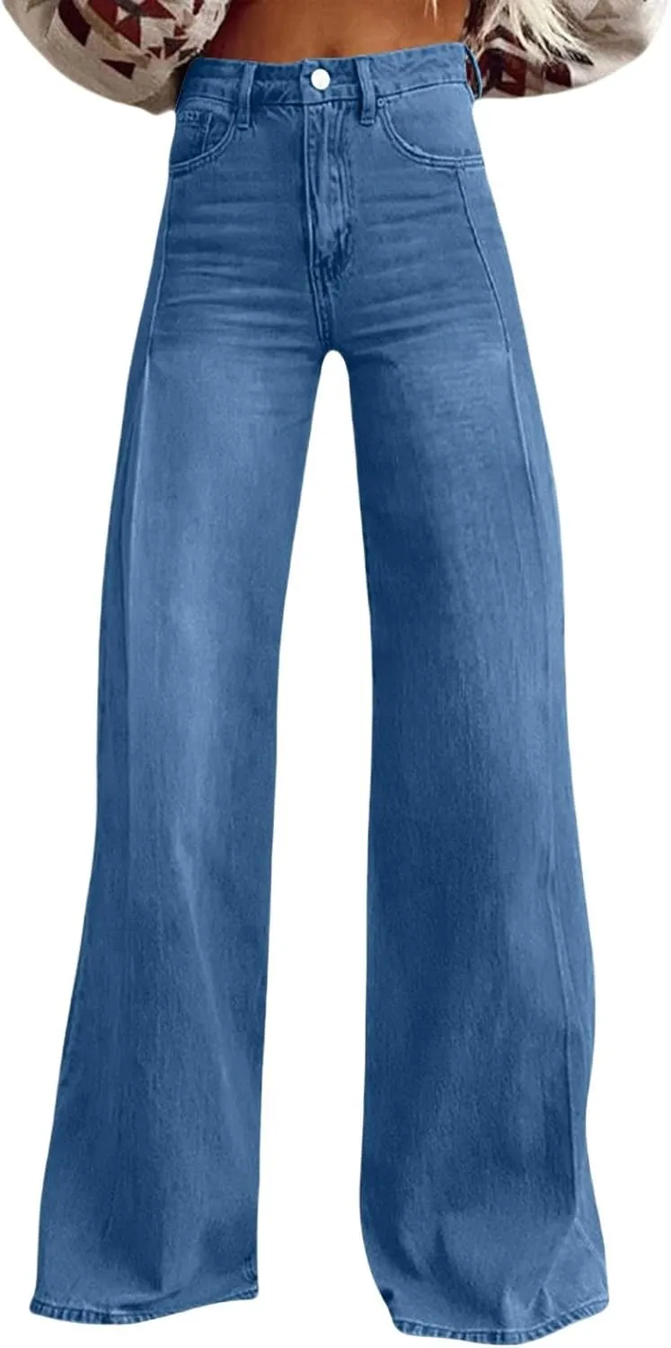 Baggy Pants for Women 2025 Summer Fashion Wide Leg Bell Bottoms 90s Vintage Print Y2K Streetwear Going Out Trousers