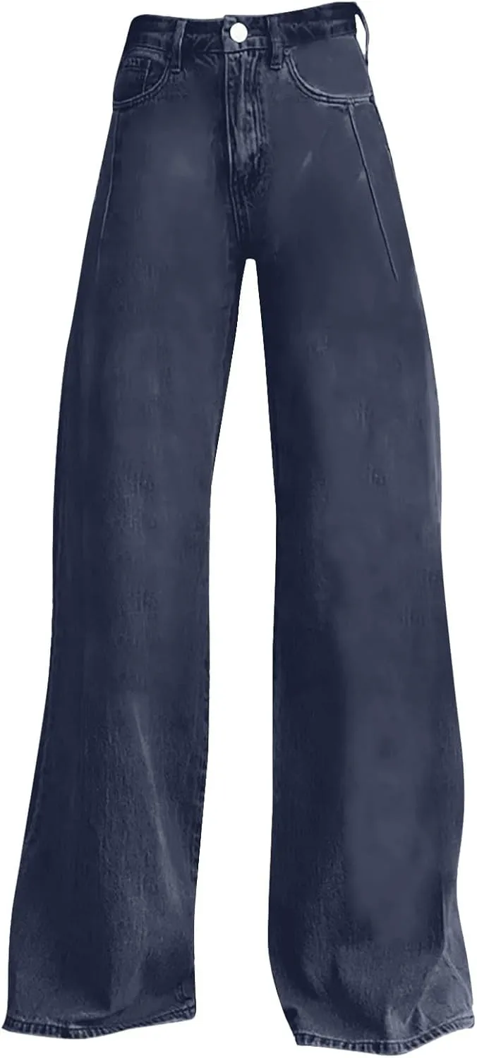 Baggy Pants for Women 2025 Summer Fashion Wide Leg Bell Bottoms 90s Vintage Print Y2K Streetwear Going Out Trousers