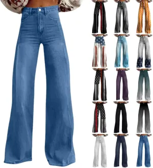 Baggy Pants for Women 2025 Summer Fashion Wide Leg Bell Bottoms 90s Vintage Print Y2K Streetwear Going Out Trousers