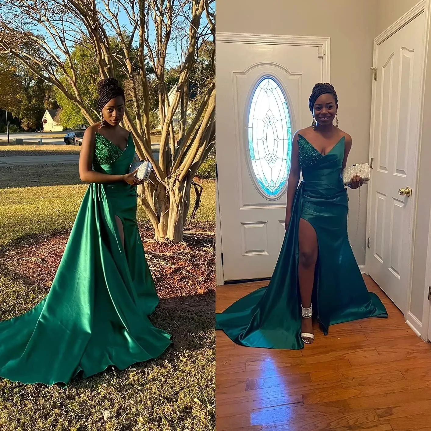 Beaded Prom Dresses 2025 Strapless Mermaid Spakly Formal Dresses Evening Gowns with Slit