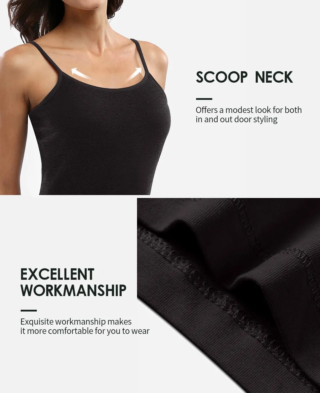 beautyin Cotton Camisole Tops for Women Shelf Bra Adjustable Spaghetti Strap Tank Top Basic Cami Undershirt