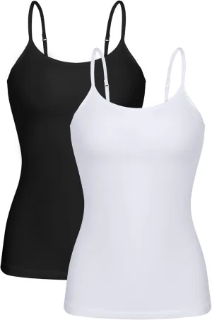 beautyin Cotton Camisole Tops for Women Shelf Bra Adjustable Spaghetti Strap Tank Top Basic Cami Undershirt
