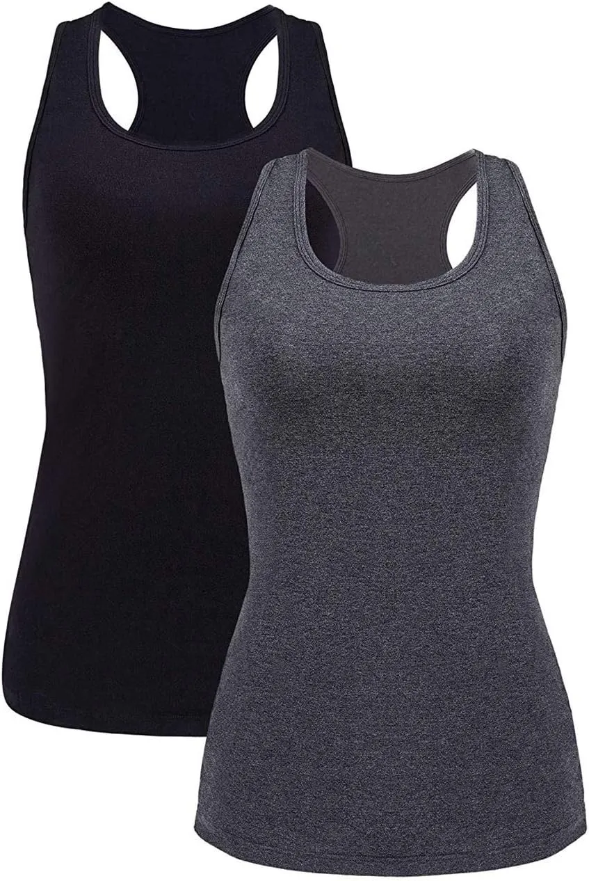 beautyin Women Tank Top with Shelf Bra Racerback Workout Yoga Tops Undershirt