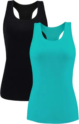 beautyin Women Tank Top with Shelf Bra Racerback Workout Yoga Tops Undershirt