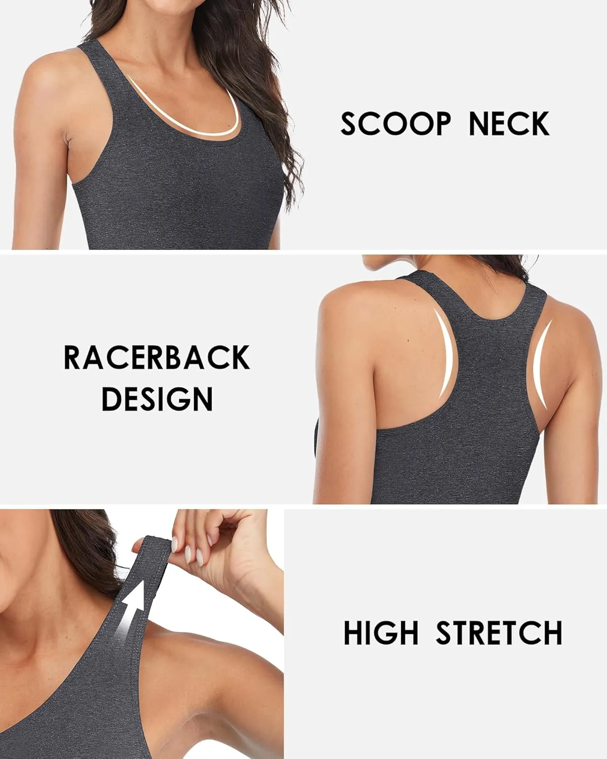 beautyin Women Tank Top with Shelf Bra Racerback Workout Yoga Tops Undershirt