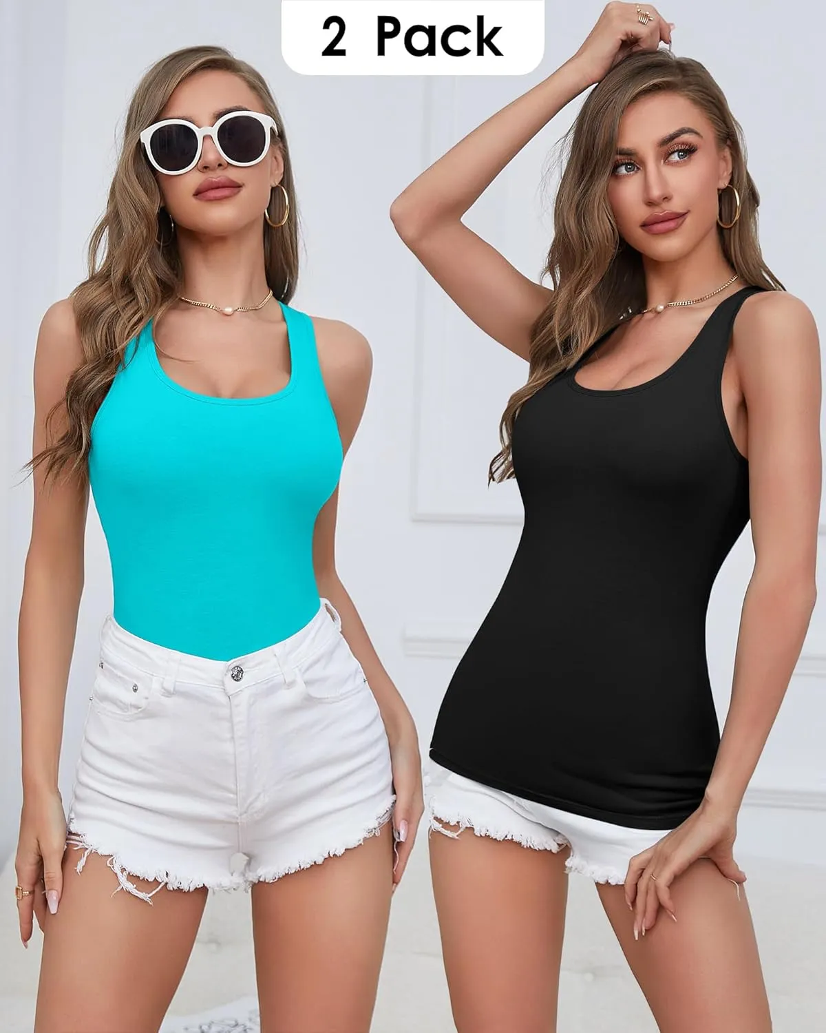 beautyin Women Tank Top with Shelf Bra Racerback Workout Yoga Tops Undershirt