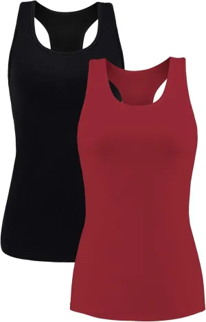 beautyin Women Tank Top with Shelf Bra Racerback Workout Yoga Tops Undershirt