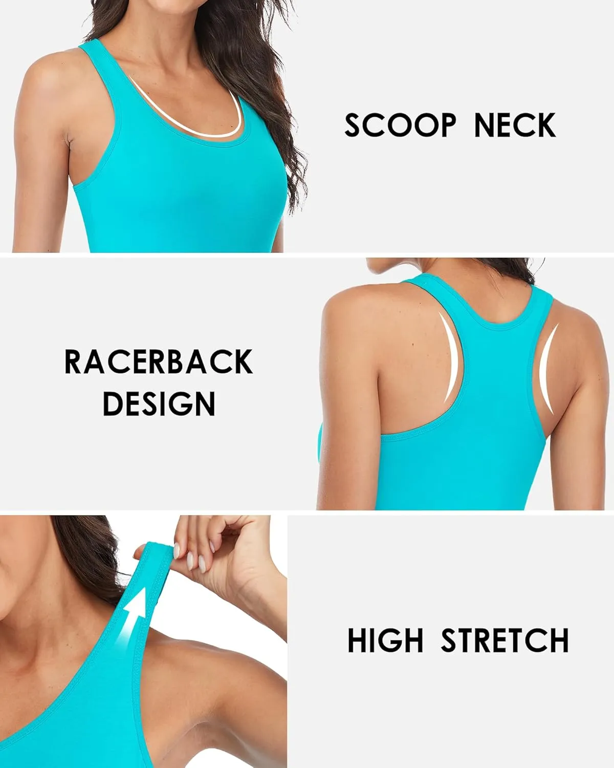 beautyin Women Tank Top with Shelf Bra Racerback Workout Yoga Tops Undershirt
