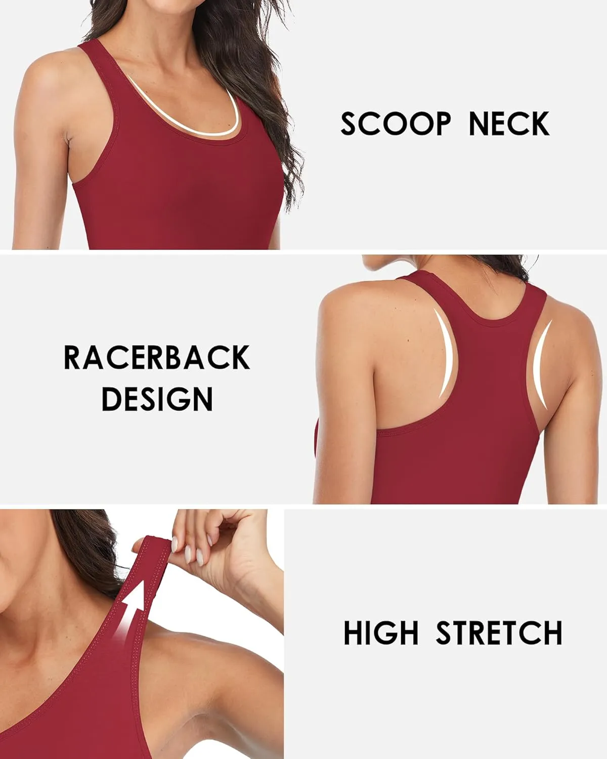 beautyin Women Tank Top with Shelf Bra Racerback Workout Yoga Tops Undershirt