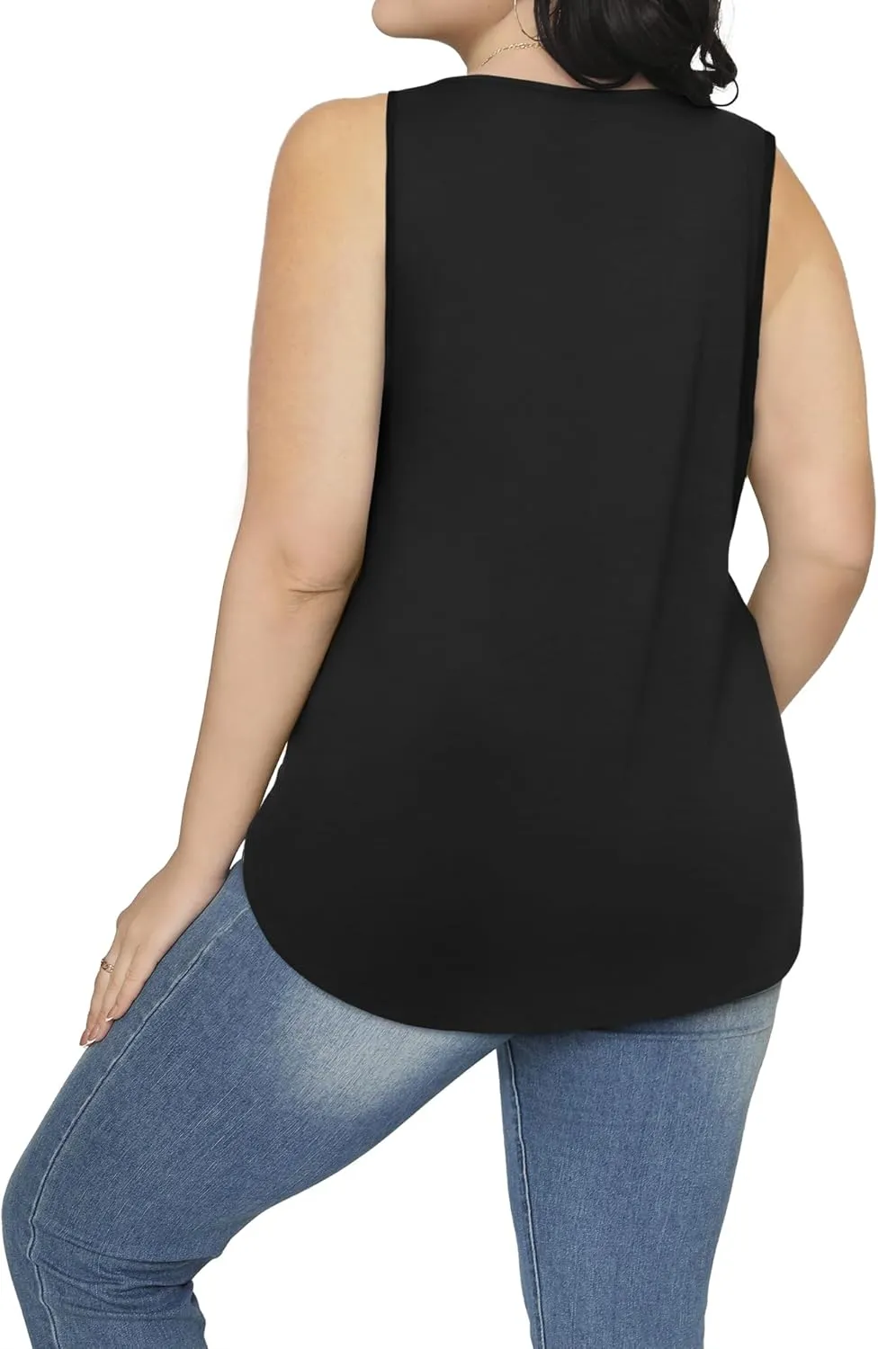 Besshopie Womens Summer Tank Tops Pleated Round Neck Sleeveless Tops for Women Casual Flowy