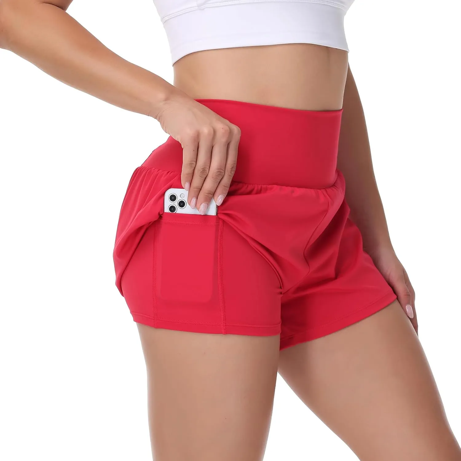 Blaosn Flowy Running Shorts Women Workout Athletic Gym Yoga High Waisted with Pockets Cute Sweat Short Pants Casual Summer