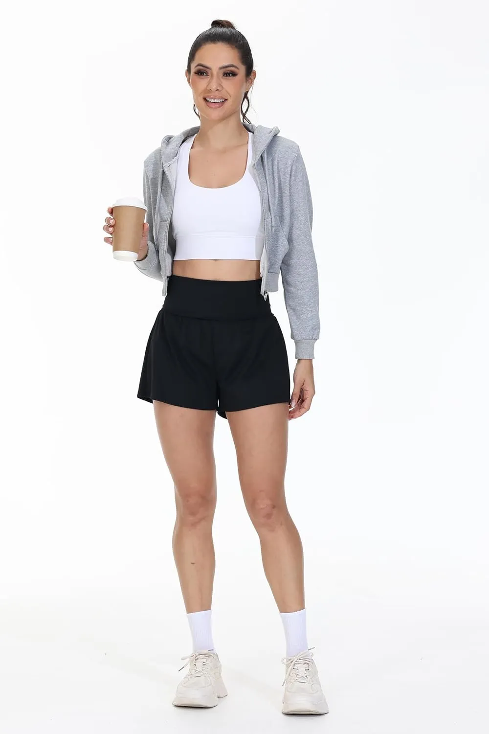 Blaosn Flowy Running Shorts Women Workout Athletic Gym Yoga High Waisted with Pockets Cute Sweat Short Pants Casual Summer