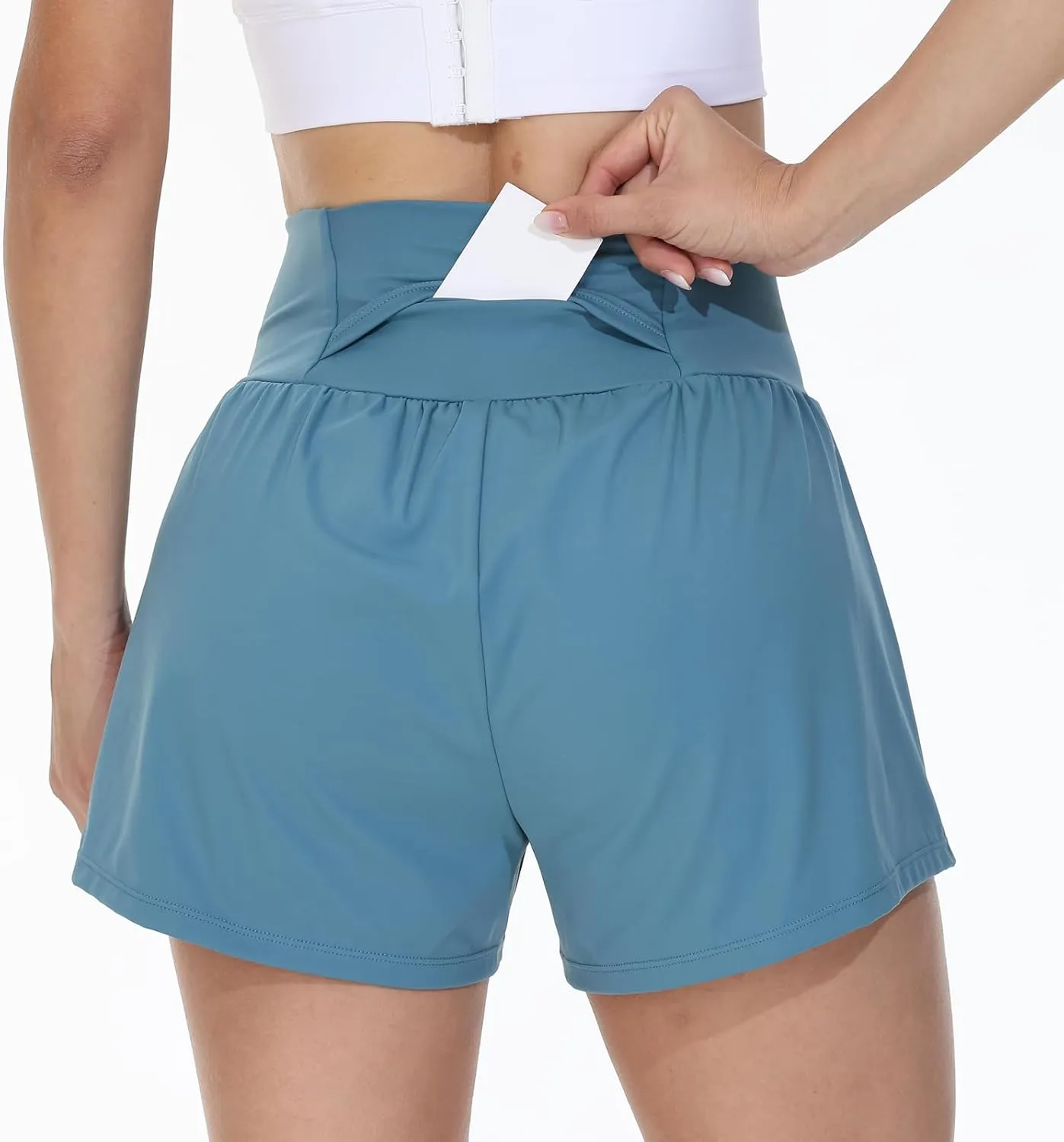 Blaosn Flowy Running Shorts Women Workout Athletic Gym Yoga High Waisted with Pockets Cute Sweat Short Pants Casual Summer