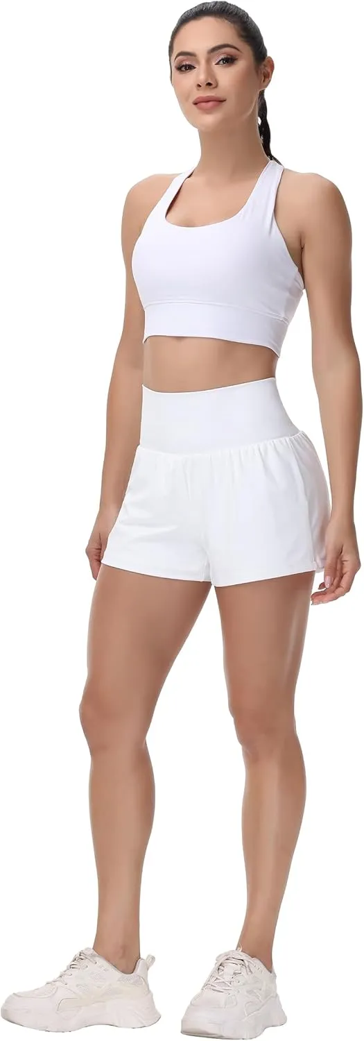 Blaosn Flowy Running Shorts Women Workout Athletic Gym Yoga High Waisted with Pockets Cute Sweat Short Pants Casual Summer