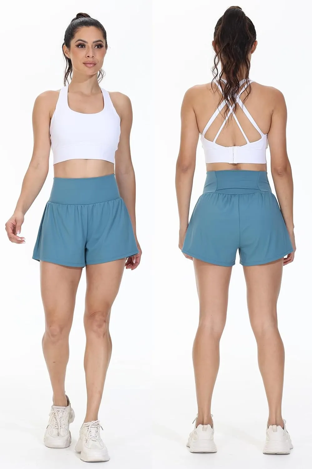 Blaosn Flowy Running Shorts Women Workout Athletic Gym Yoga High Waisted with Pockets Cute Sweat Short Pants Casual Summer