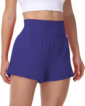 Blaosn Flowy Running Shorts Women Workout Athletic Gym Yoga High Waisted with Pockets Cute Sweat Short Pants Casual Summer
