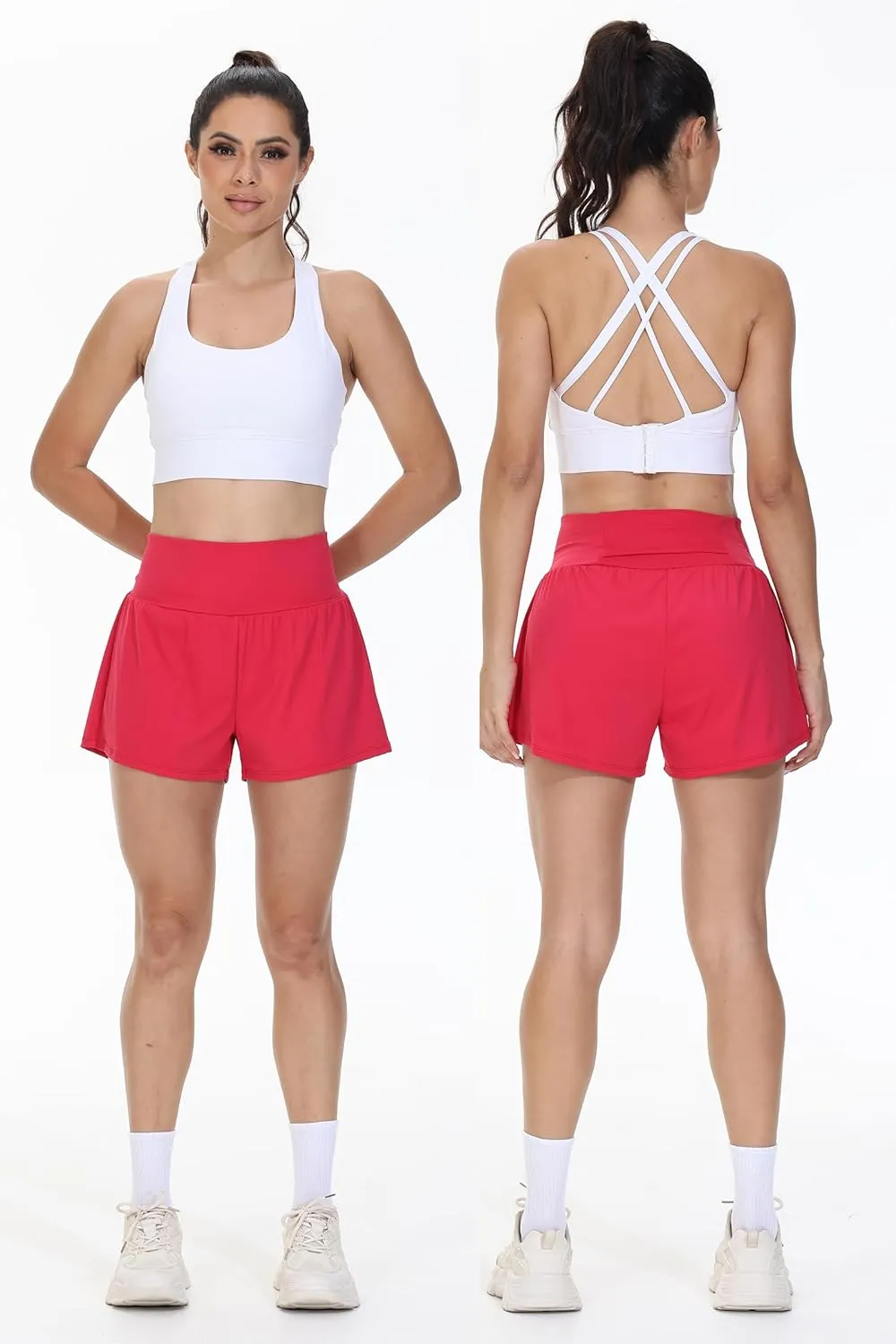 Blaosn Flowy Running Shorts Women Workout Athletic Gym Yoga High Waisted with Pockets Cute Sweat Short Pants Casual Summer