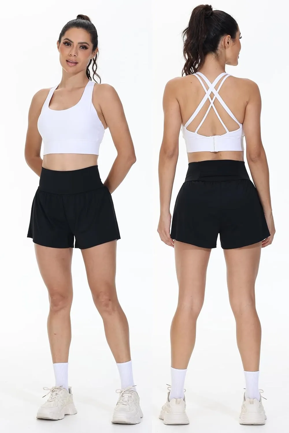 Blaosn Flowy Running Shorts Women Workout Athletic Gym Yoga High Waisted with Pockets Cute Sweat Short Pants Casual Summer
