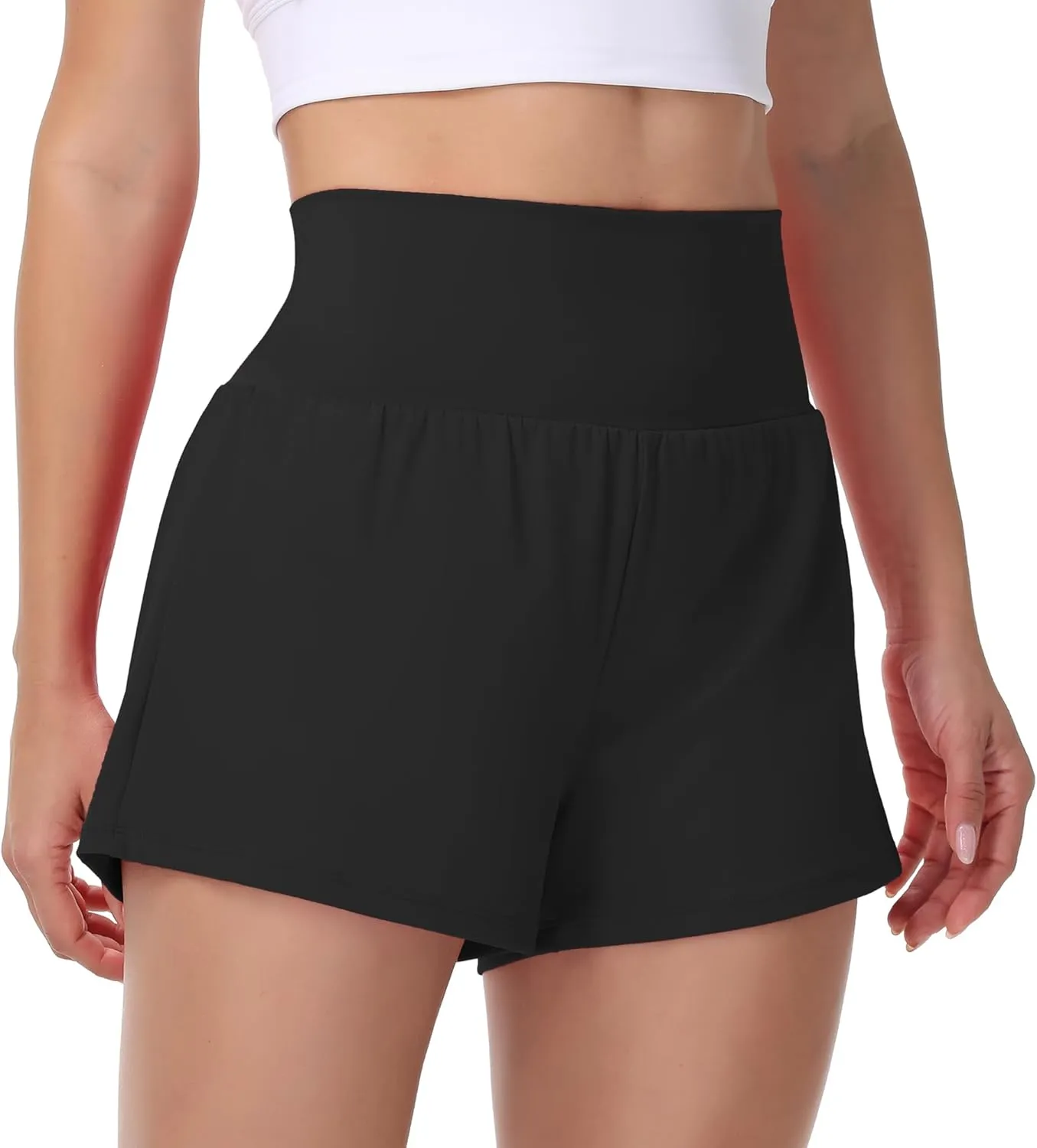 Blaosn Flowy Running Shorts Women Workout Athletic Gym Yoga High Waisted with Pockets Cute Sweat Short Pants Casual Summer