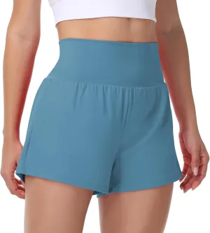 Blaosn Flowy Running Shorts Women Workout Athletic Gym Yoga High Waisted with Pockets Cute Sweat Short Pants Casual Summer