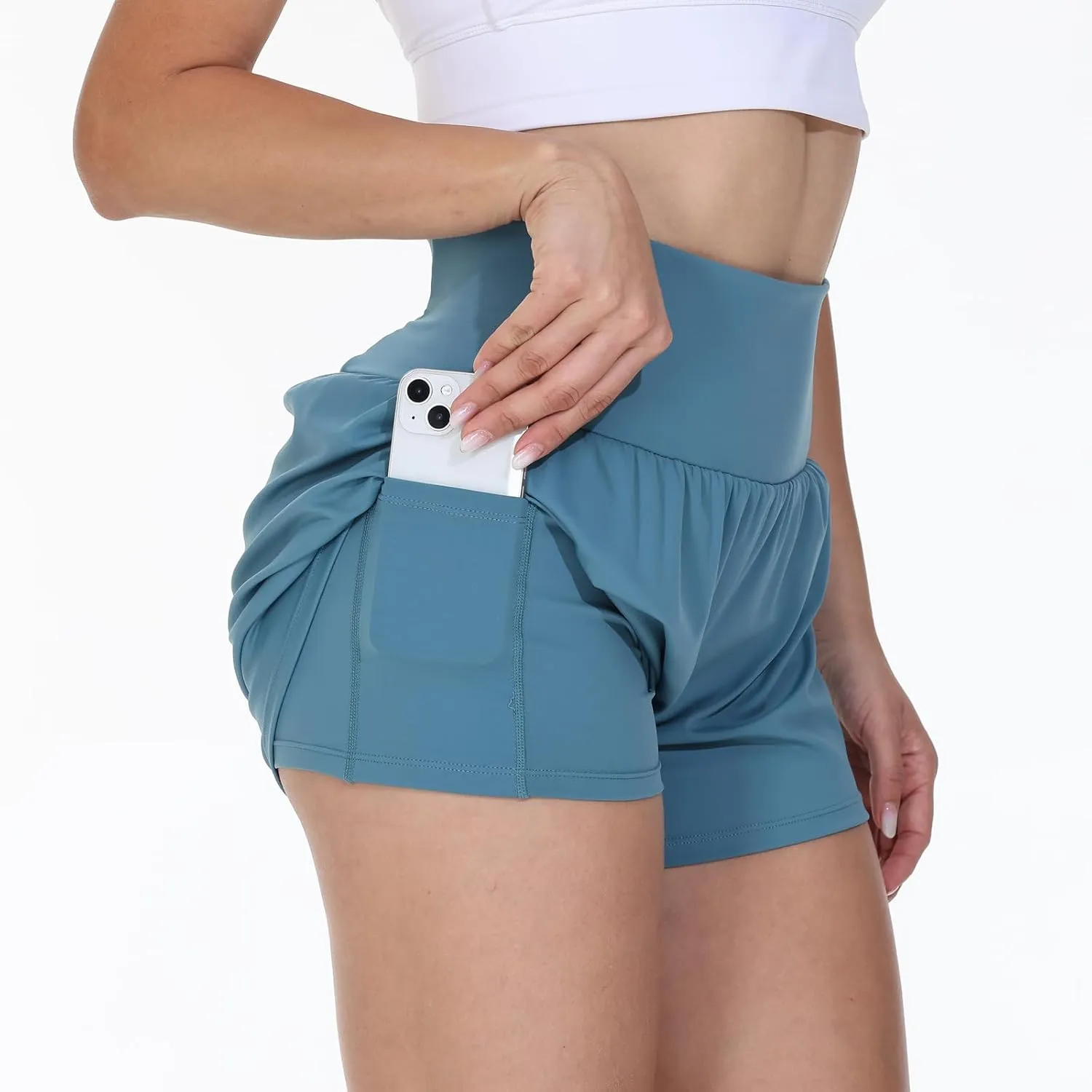 Blaosn Flowy Running Shorts Women Workout Athletic Gym Yoga High Waisted with Pockets Cute Sweat Short Pants Casual Summer