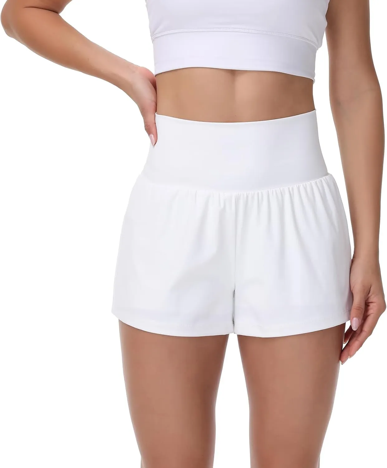 Blaosn Flowy Running Shorts Women Workout Athletic Gym Yoga High Waisted with Pockets Cute Sweat Short Pants Casual Summer