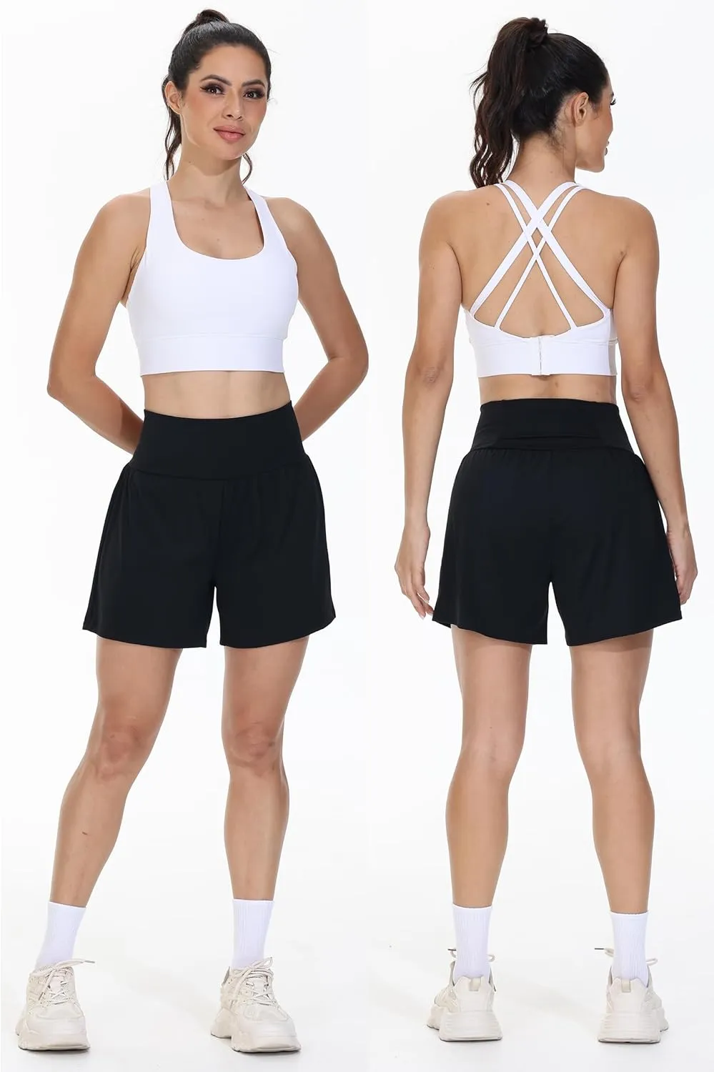 Blaosn Flowy Running Shorts Women Workout Athletic Gym Yoga High Waisted with Pockets Cute Sweat Short Pants Casual Summer