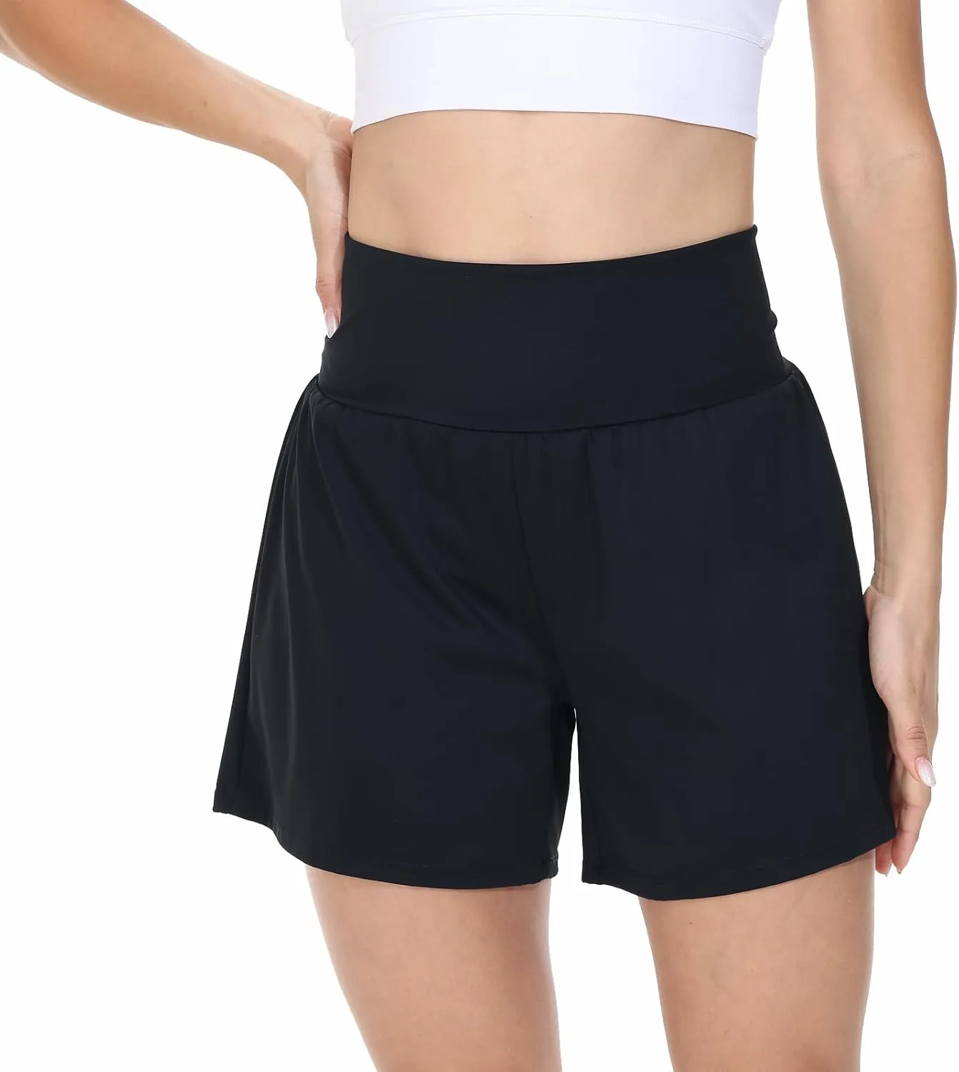 Blaosn Flowy Running Shorts Women Workout Athletic Gym Yoga High Waisted with Pockets Cute Sweat Short Pants Casual Summer