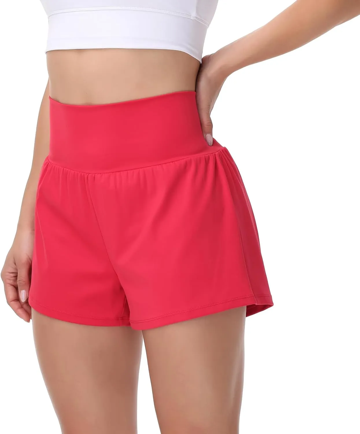 Blaosn Flowy Running Shorts Women Workout Athletic Gym Yoga High Waisted with Pockets Cute Sweat Short Pants Casual Summer
