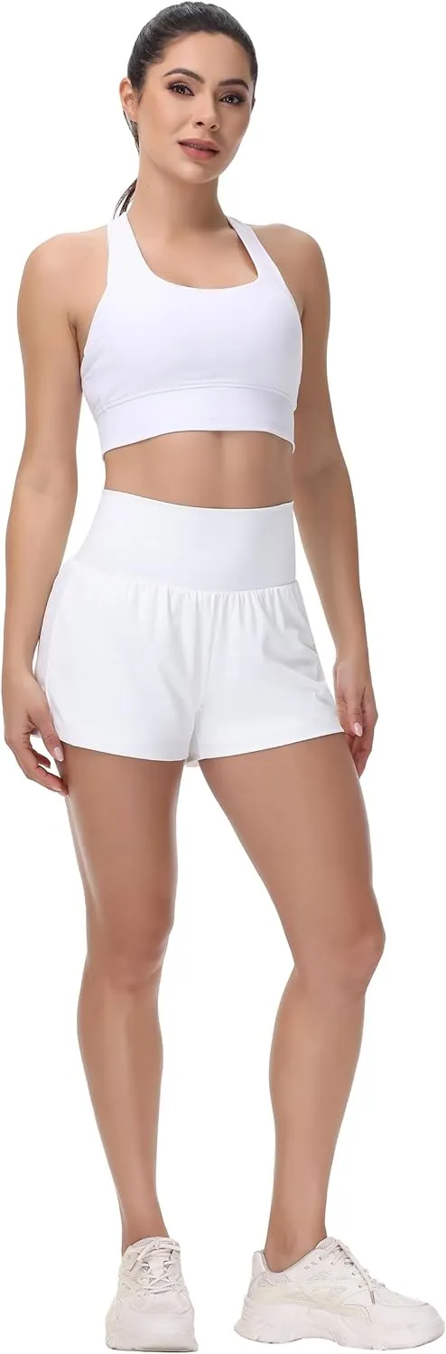 Blaosn Flowy Running Shorts Women Workout Athletic Gym Yoga High Waisted with Pockets Cute Sweat Short Pants Casual Summer