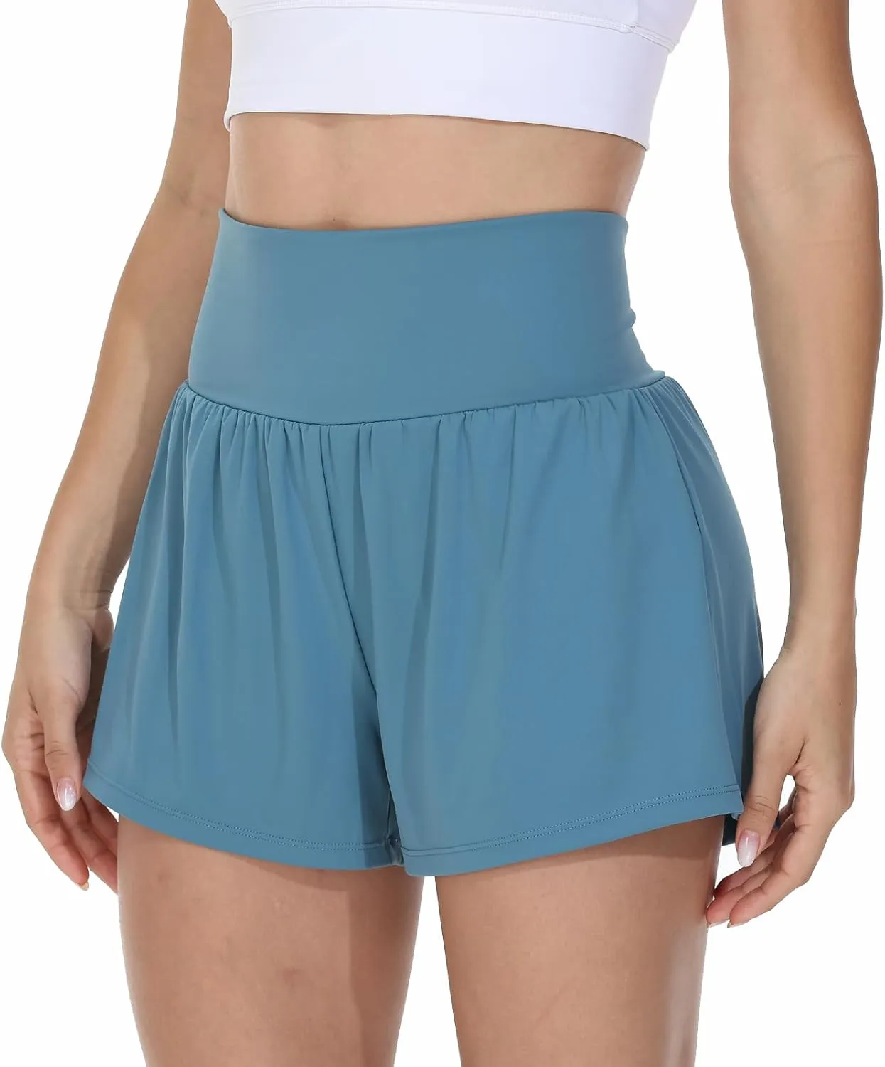 Blaosn Flowy Running Shorts Women Workout Athletic Gym Yoga High Waisted with Pockets Cute Sweat Short Pants Casual Summer