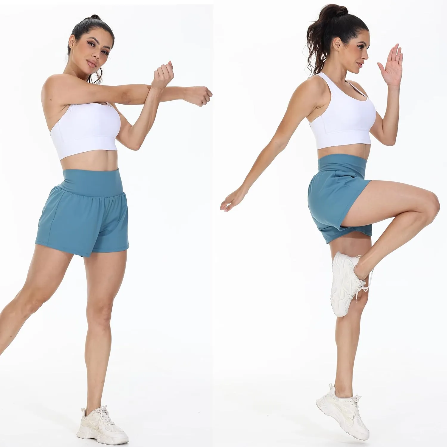 Blaosn Flowy Running Shorts Women Workout Athletic Gym Yoga High Waisted with Pockets Cute Sweat Short Pants Casual Summer