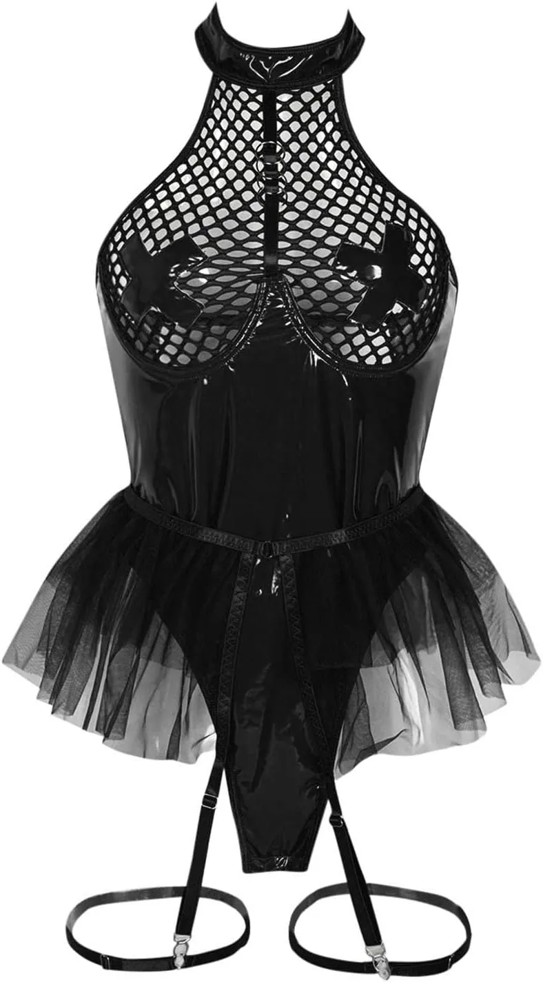Bodysuit for Women Lace Babydoll Chemise Thong No Stockings Nightwear Sleepwear Teddy Sexy Low Waist Nighty
