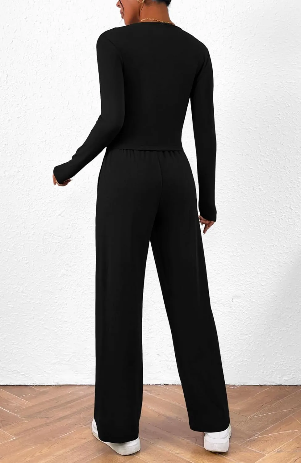BTFBM Women's Fall Lounge Sets 3 Piece Outfit Tracksuits Casual Long Sleeve Tops High Waisted Sweatpants Set